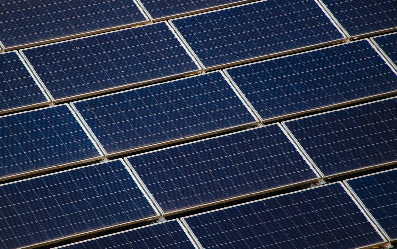 Close-up of rooftop solar panels on a sunny day