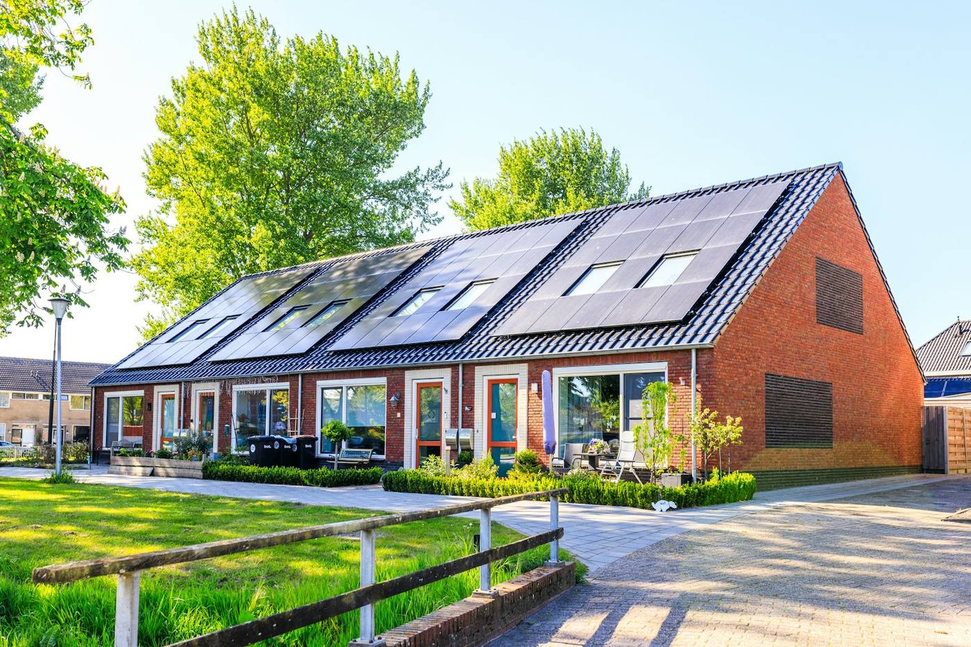 Villas with rooftop solar panels